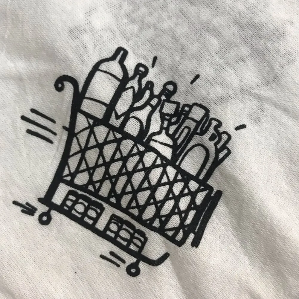 Primitives By Kathy NWT & Hanger White Cotton Black Graphic Dish Towel #101350